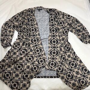 About A Girl Black and Tan Patterned Cardigan